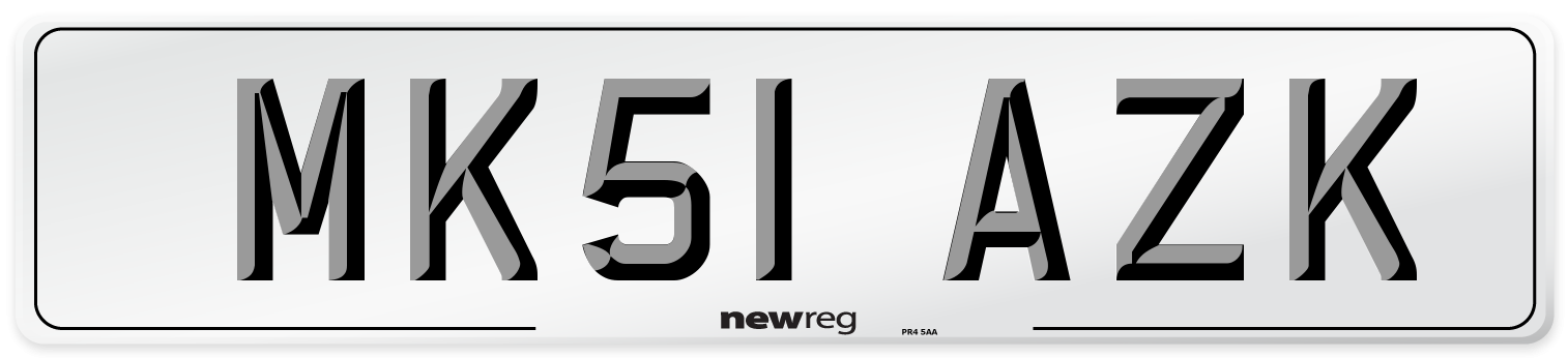MK51 AZK Number Plate from New Reg